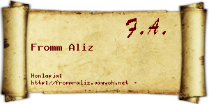 Fromm Aliz névjegykártya